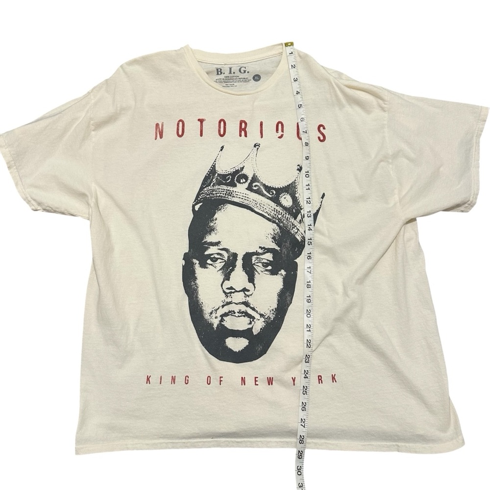 The Notorious B.I.G Tee Shirt Cream Graphic Tee with Iconic Rap Artist - Picture 7 of 9